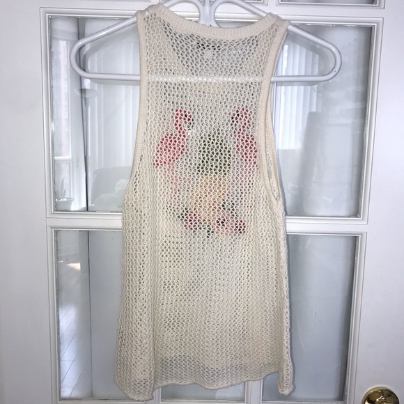 American Eagle Crochet Tank Top with Flamingo Embroidery 100% Cotton Size Small - Picture 3 of 3